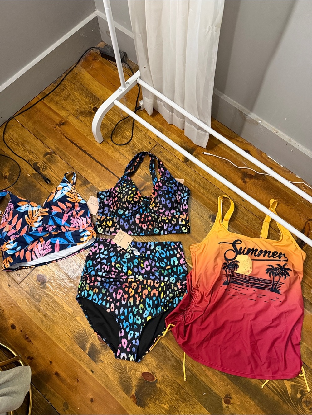 Women’s Multicolor Leopard Print Two-Piece Swim Set + more- size 12
